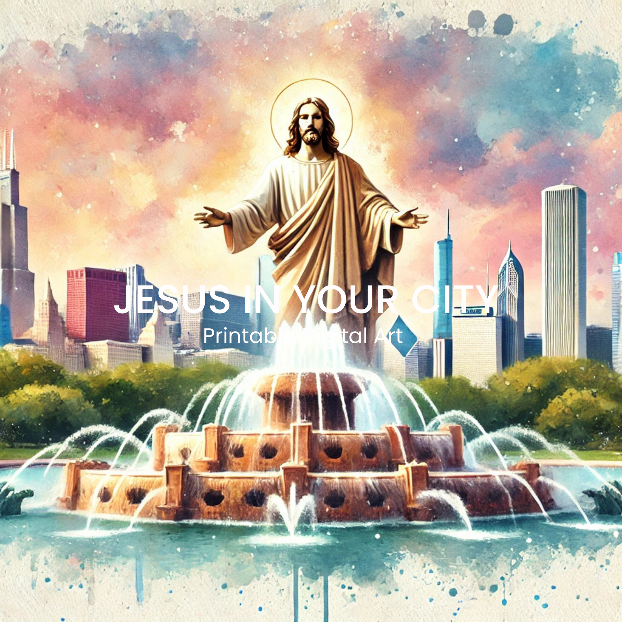 Jesus at Buckingham Fountain in Chicago